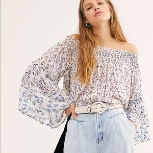 NWT Free People Rose Valley Off the Shoulder Floral Blouse - S
